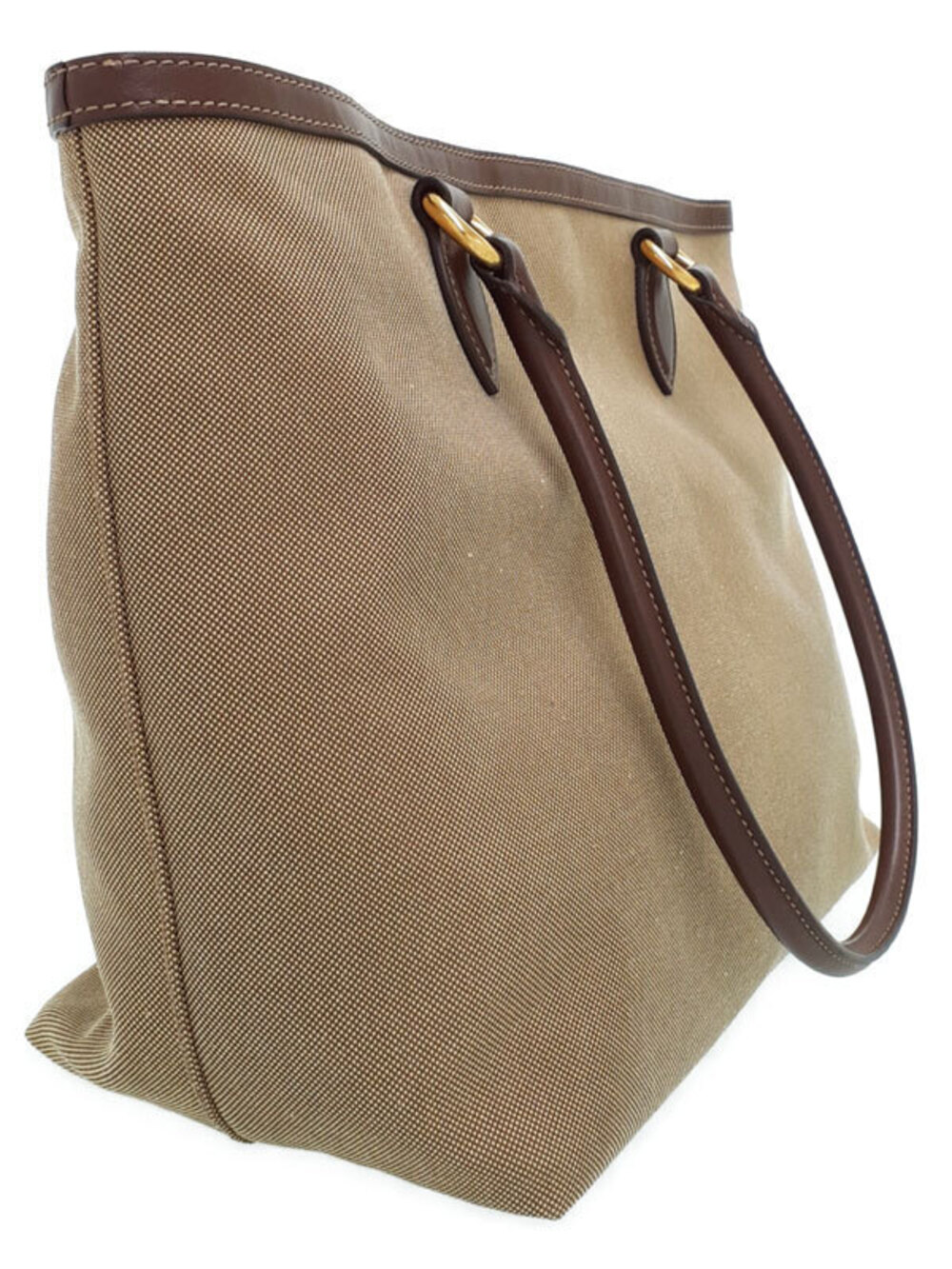 Prada Jacquard beige canvas brown Logo Bag Tote